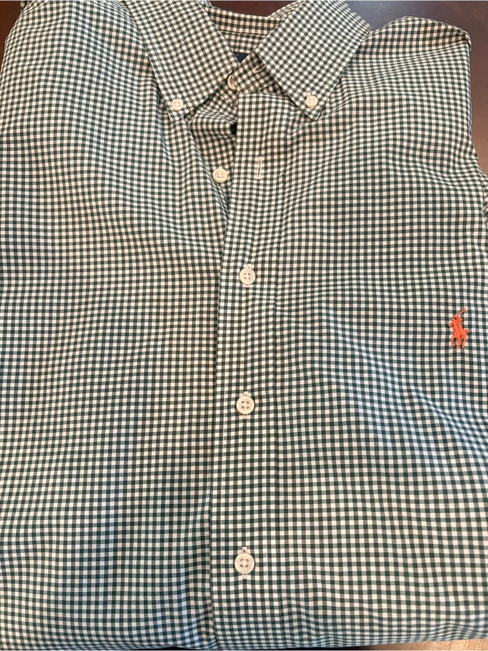 Ralph Lauren Green and White Gingham Button-Down Shirt